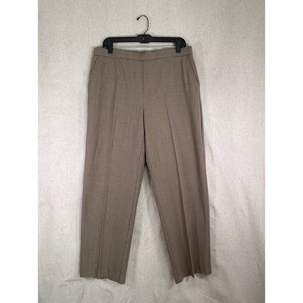 Briggs Womens Taupe Brown Elastic Back Straight Leg Dress Pants Size 14S